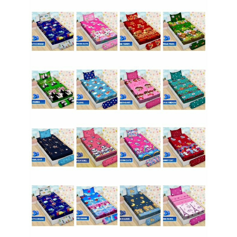 Sprei Bonita 100x200/No.4 motif anak&dewasa/karakter/bunga mawar:queeny/princess,Doraemon,sweet hear