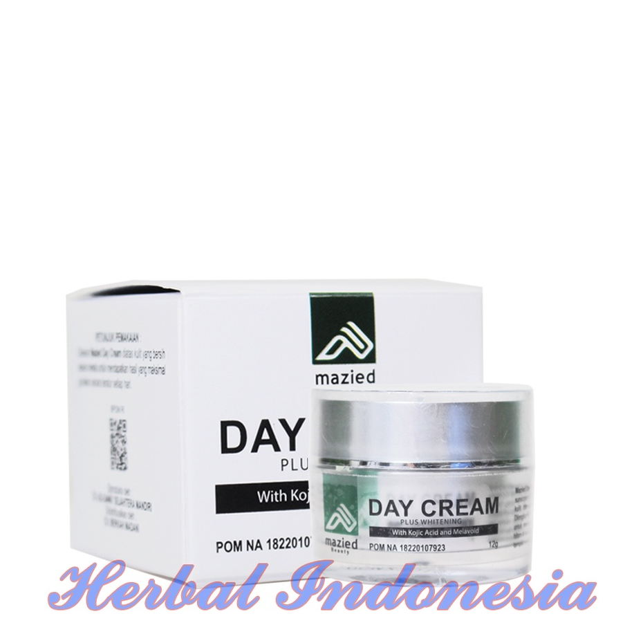 MAZIED DAY CREAM PLUS WHITENING 12gr - Wajah tampak Cerah dan Lembab dengan Alpha Arbutin dan Thocoperol