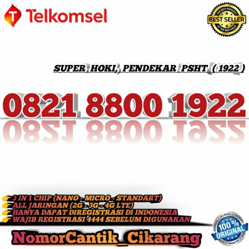 NOMOR CANTIK SIMPATI HOKI PSHT 1922  NOMOR CANTIK TELKOMSEL PSHT 1922  NOMOR CANTIK TELKOMSEL 8800 1