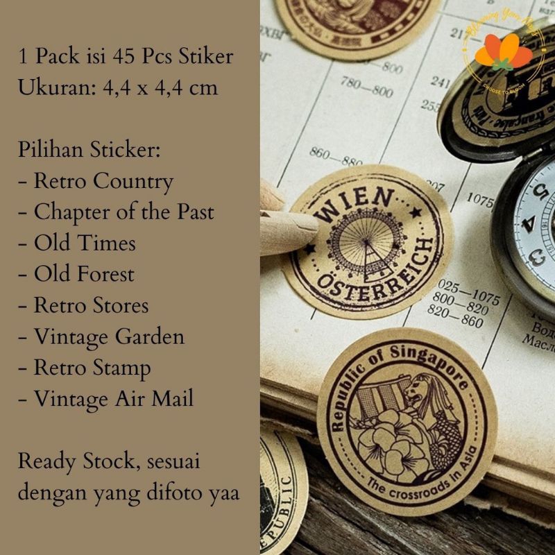 

45pcs stiker vintage retro stiker stiker Dekorasi