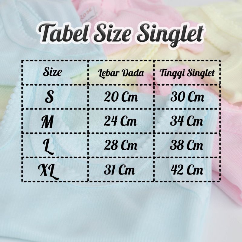 6 PCS Singlet Putih Anak Size S (0-6 bulan)