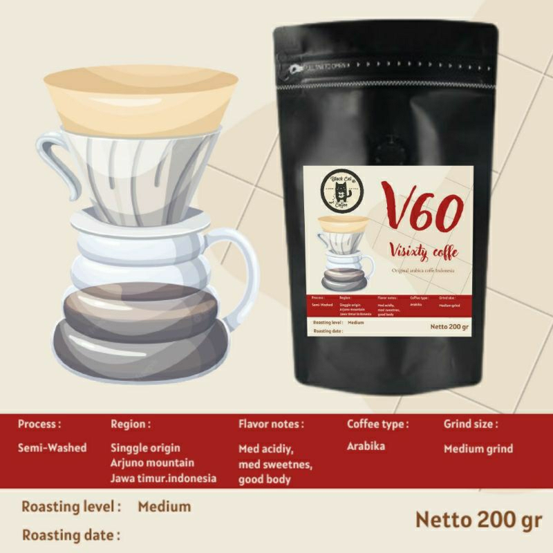 

Kopi V60 Arabika coffe 200gr. Singgle origin MT Arjuno