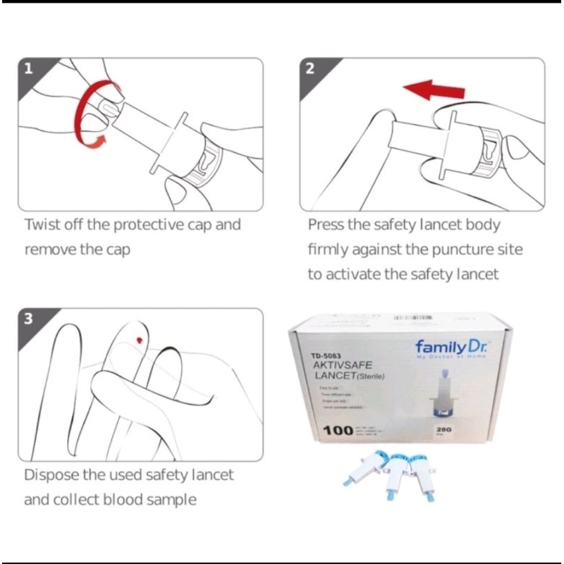 Lancet Family dr AktiveSafe Steril/ Lancet Sekali Pakai 28g