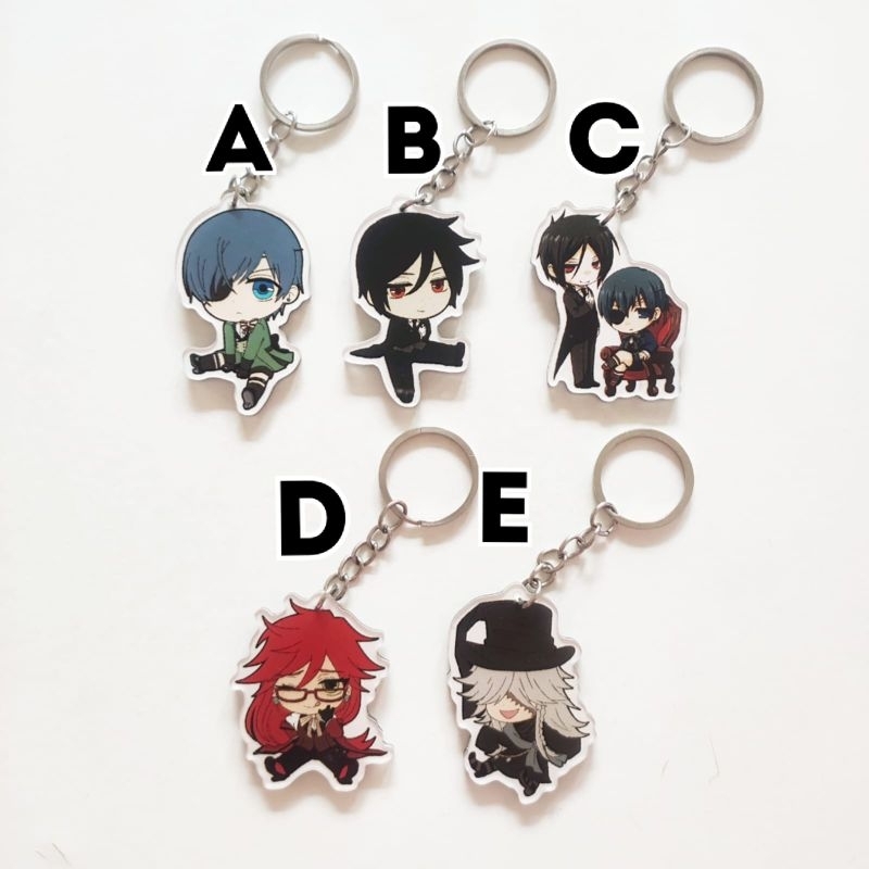 Keychain Anime Kuroshitsuji 1 Black Butler Ciel Phantomhive Sebastian Michaelis Grell Undertaker Gan