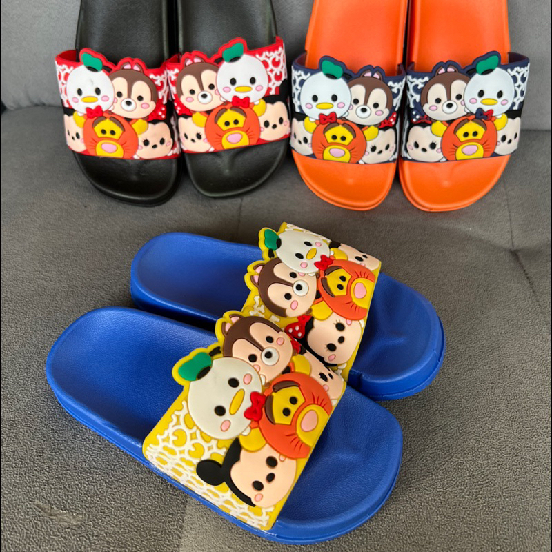 SANDAL SLOP ANAK IMPORT JELLY KARET MOTIF DISNEY TSUM TSUM WARNA