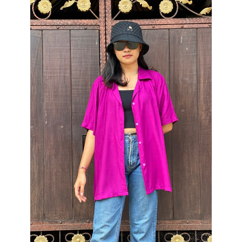 Kemeja Rayon Oversize // Kemeja Wanita // Kemeja garis