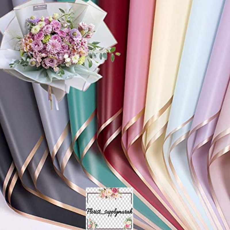 

(FSM) GOLD LINE FLOWER WRAPPING COLOUR TRANSPARANT CELLOPHANE KERTAS BUKET TERMURAH