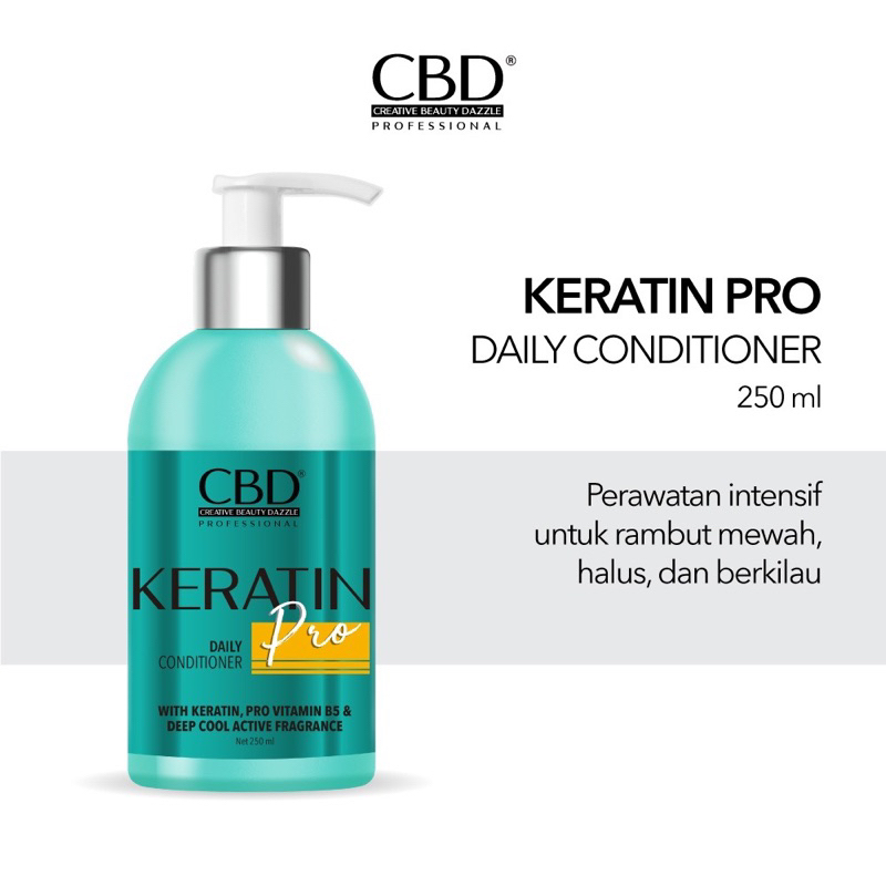 CBD Professional Keratin Pro Daily Shampo Rambut Conditioner 250ml Untuk Menghaluskan Membersihkan Berkilau