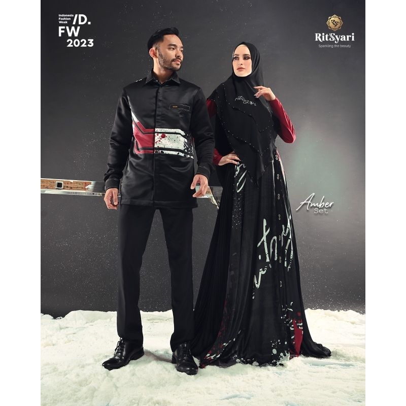 RITZ SYAR'I] GAMIS SET SYARI / DRESS SET COUPLE SERIES " AMBER " By Ritz Syar'i