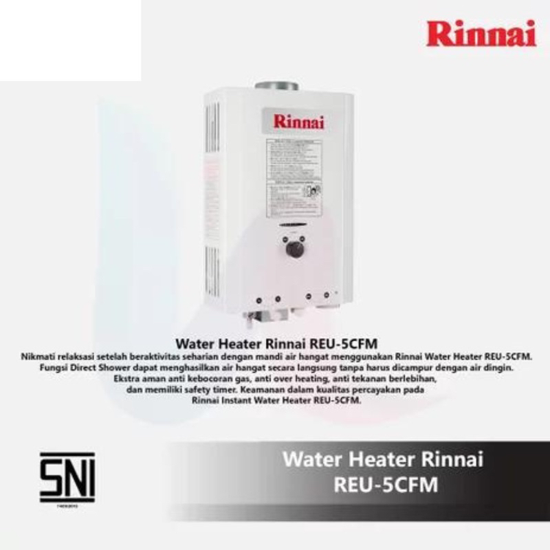 Rinnai Water Heater Gas REU 5 CFM / Pemanas air Kamar Mandi Rinnai 5CFM