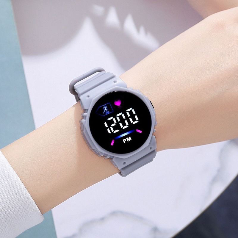 (Grosir Cod)Jam Tangan Wanita Led PM Unisex Digital Strap Karet/Rubber(Dikirim Jakarta)