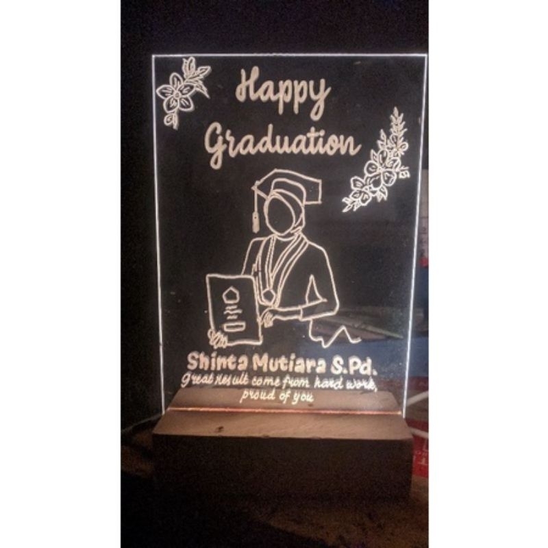 Kado Lampu LED akrilik custom foto hampers box/kado wisuda