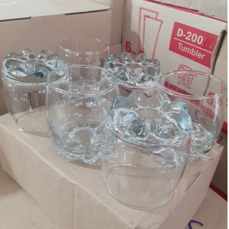 Gelas Kaca Oval Elegant 6Pcs (HG-07) Tinggi 8cm Diameter 6cm / Gelas Lusinan Murah / Gelas Es Teh / 