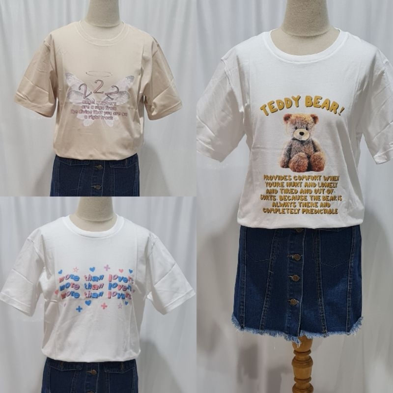 Kaos tshirt Unisex aesthetic korean style graphic  bear B