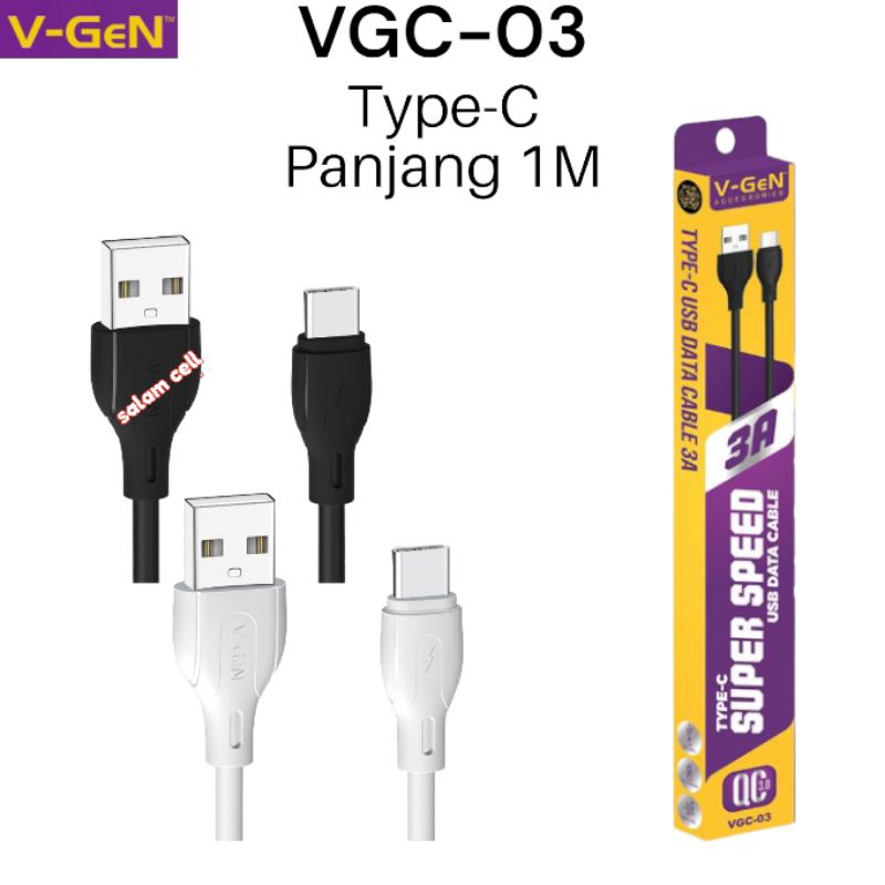 Kabel Data Type-C V-Gen VGC-04 3A Fast Charging 2Meter Original Vgen Vgc 04 Garansi Resmi