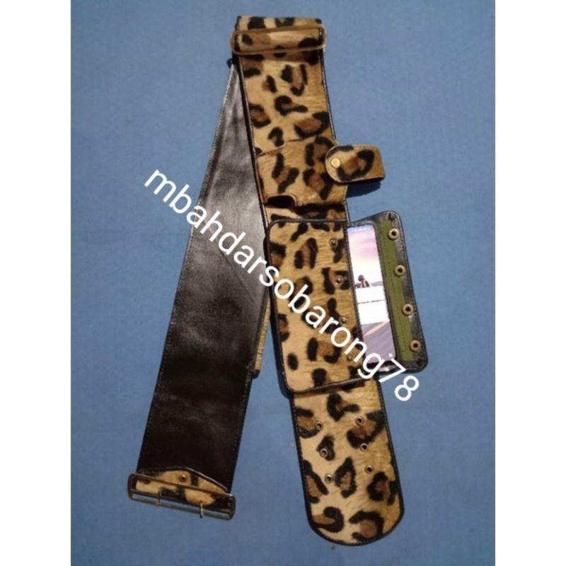 Sabuk othok kulit motif macan / Sabuk bopo / Sabuk pawang / Sabuk warok uk. 11 cm