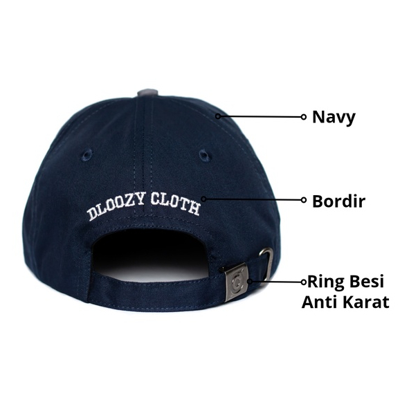 DLOOZY Topi Pria Wanita Baseball Polo Cap Navy Abu Dlz10