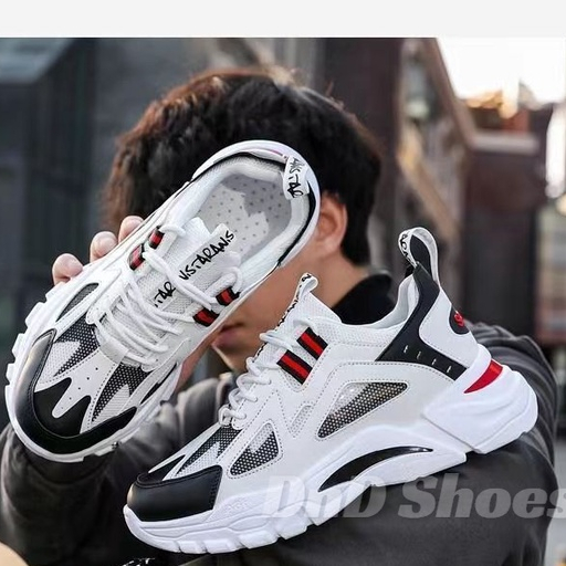 Sepatu Sneakers Pria Putih Hitam Ori Dane and Dine - F19