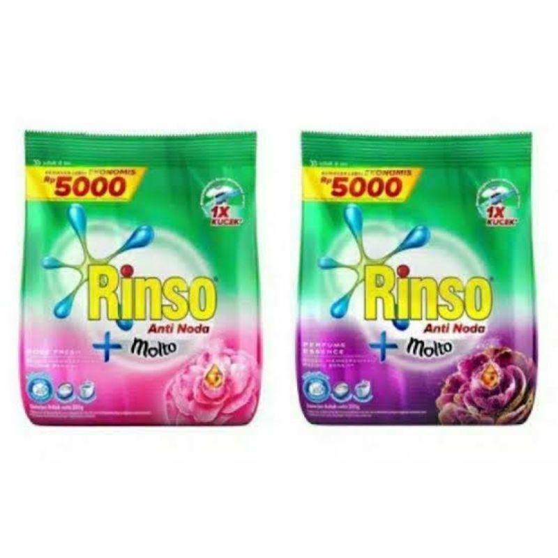 rinso detergent bubuk + pengharum molto 215/195gr