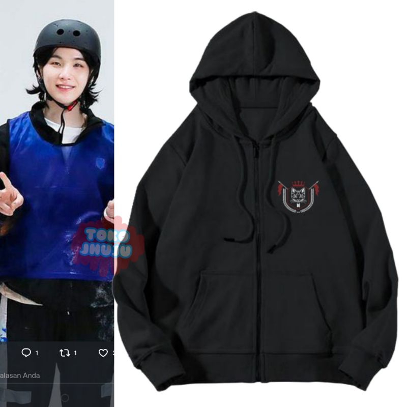 Hoodie ZIPPER Suga Run Bts 2023 Logo Kecil