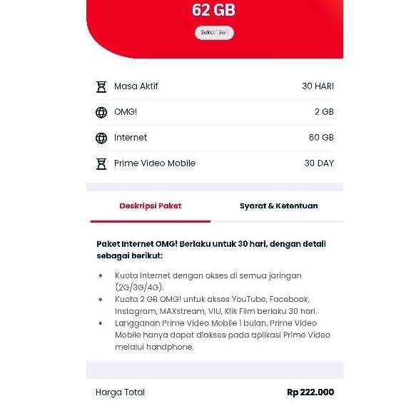 Kuota Simpati Inject 62GB Full