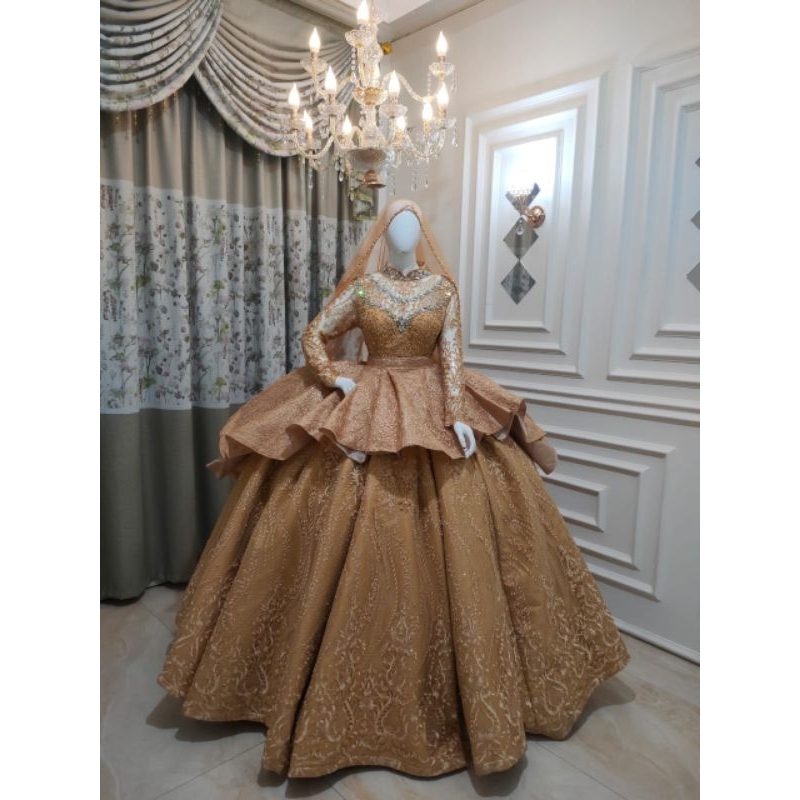 NEW GAUN BELIMBING  BEREKOR/BAJU PENGANTIN TERBARU  /GAUN PARPIKA  /BAJU PENGANTIN MODERN