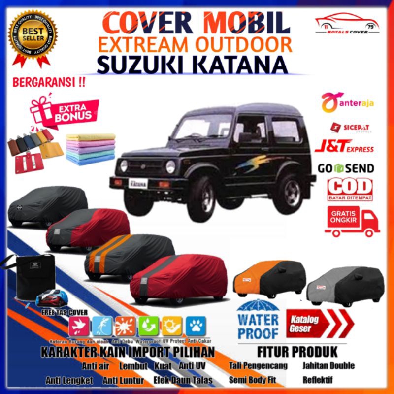 Body Cover Mobil Katana / Sarung Mobil Katana Jimny / Selimut Mobil Suzuki Katana 2006, 2007, 2008, 2009 Penutup Tutup Mantol Kerudung Krodong Mantel Jas Pelindung Mobil Outdoor Waterproof Anti Air