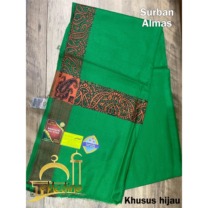 Sorban Almas Tri Star Import India - Surban - Keffiyeh - Semagh - Sorban Hijau - Rumals - Imamah