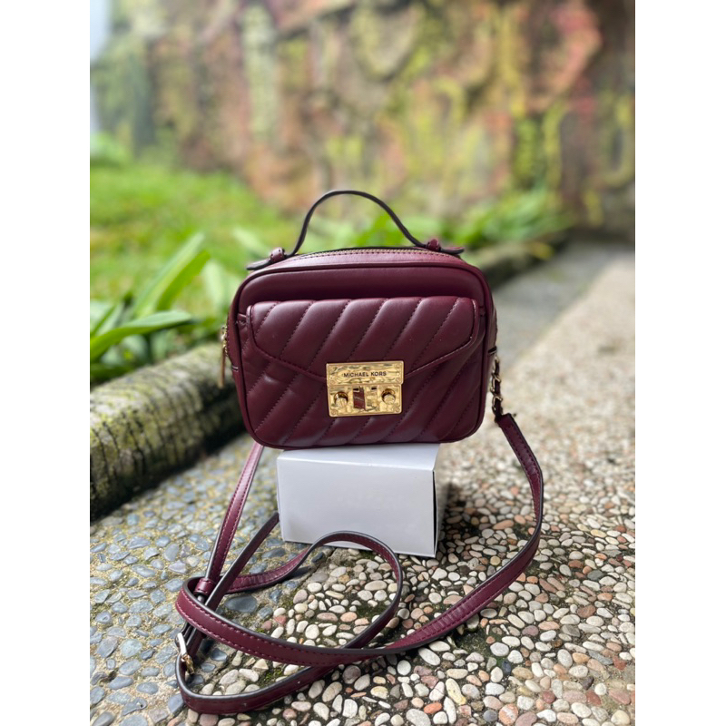 preloved tas michael kors MK rose sling bag Maroon original