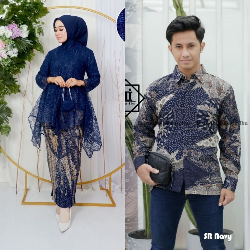 Kebayashopp - Couple kebaya ARUMI tulle bordir rok plisket  mix kemeja panjang/setelan kebaya arumi/ couple kebaya moderen/couple keluarga/couple kebaya pesta/couple kebaya tunangan/kebaya kondangan/couple termurah/couple kebaya busui