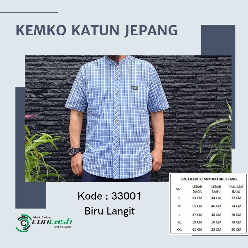 Kemeja koko - koko pria - kemeja koko modern - kemeja koko kotak - Concash - Biru Langit