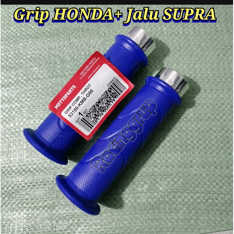 Jalu Stang Model Supra Supra x Supra x 125 Bahan Full Besi Sepasang Crom + Grip Honda BIRU kualitas 99% original