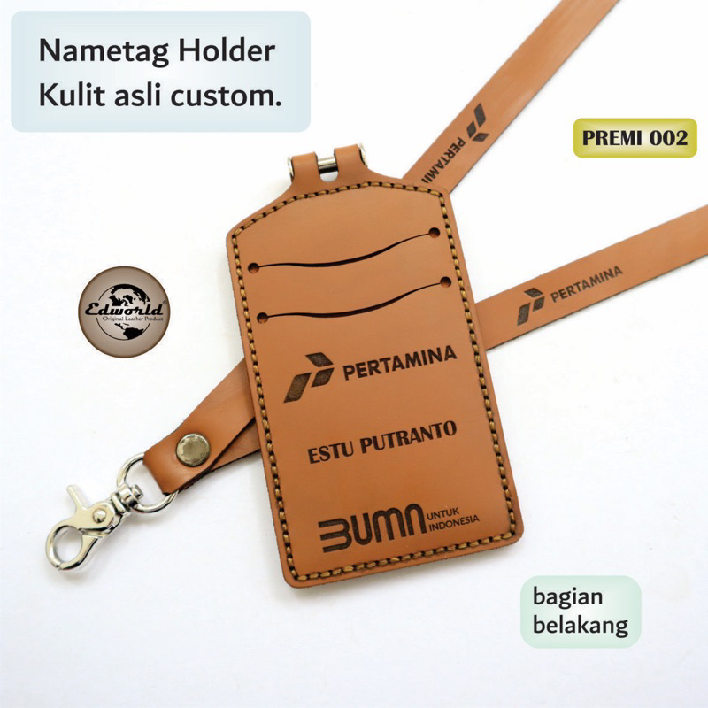 

Nametag Holder Kulit asli Custom