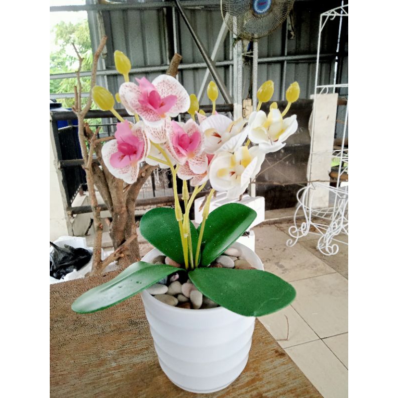 bunga anggrek plastik mini