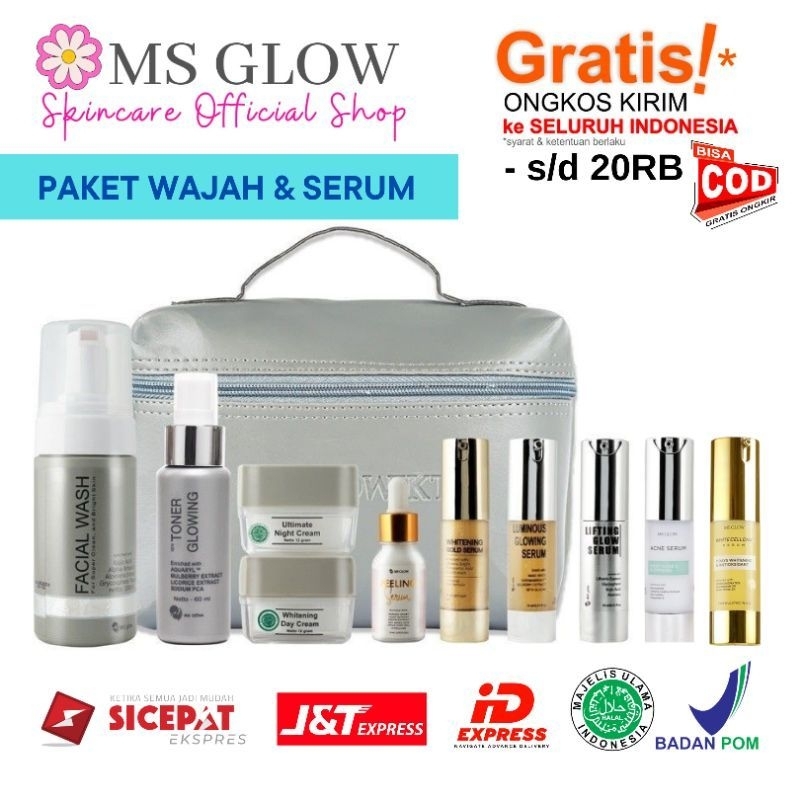 ms glow1 paket lengkappaket whitening ultimate ms glow acne series  acne whitening ms glow paket acn