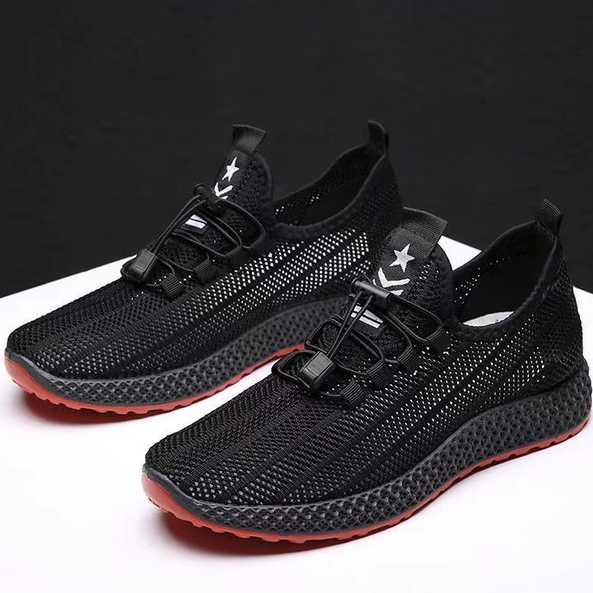 Highland Sepatu Pria Dewasa Sneakers Hitam Casual Olahraga Kasual Running Sepatu Lari Outdoor Black Men Shoes MR210