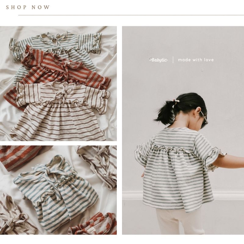 KYUNGMI TOP | Atasan Babyterry Anak | Stripe Top kidsgirl | Baju anak garis garis | Atasan kaos anak