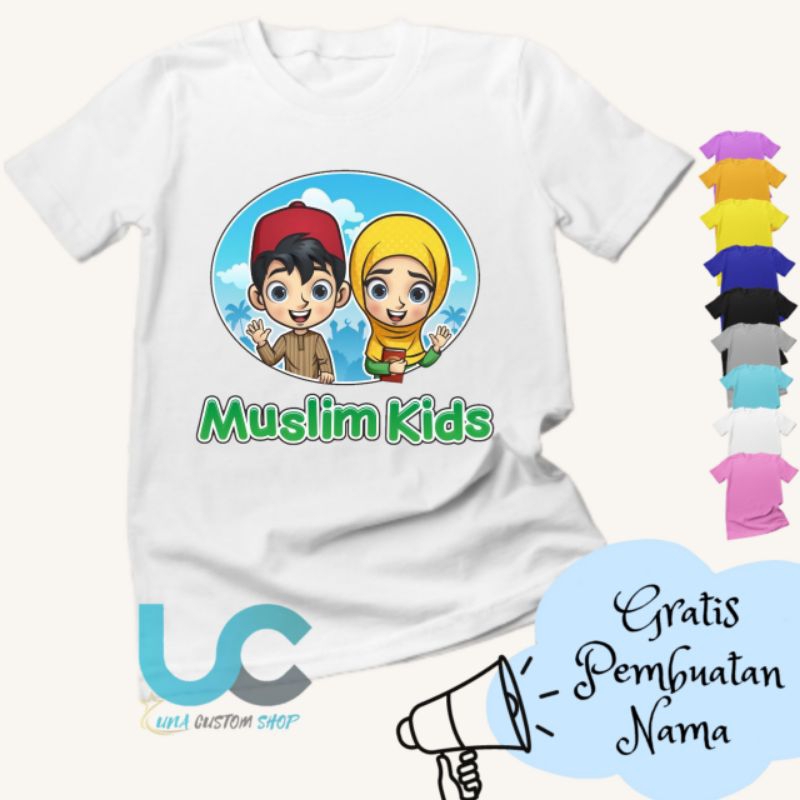 Kaos Anak Muslim Kids | Baju Anak Muslim kids | Kaos Anak Sablon | Kaos Anak Custom Terbaru (FREE NA