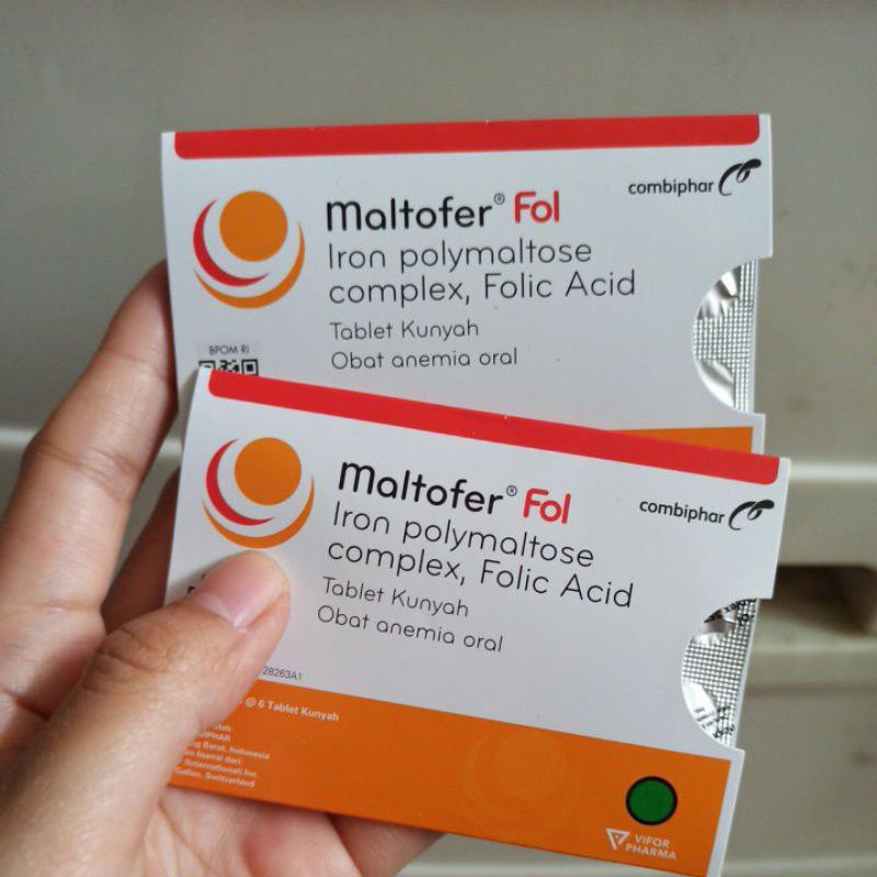 Maltofer dan Maltofer Fol Obat Anemia Tablet Kunyah Chew Anak dewasa ibu hamil dan menyusui per strip 6 tablet