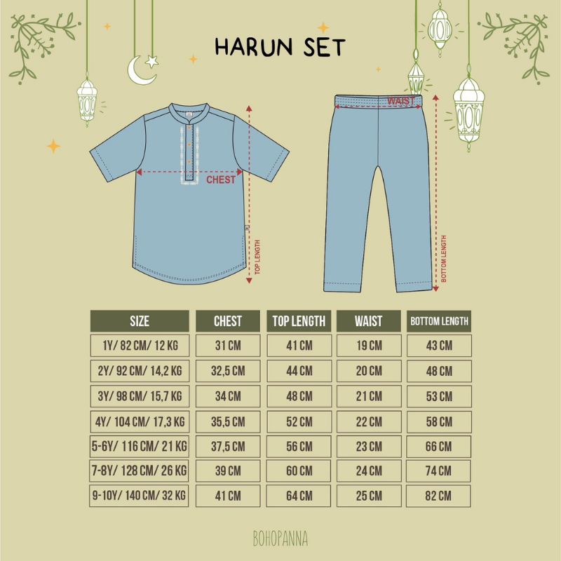 Bohopanna Harun Set 1 Tahun s/d 10 Tahun - Setelan Boho Baby