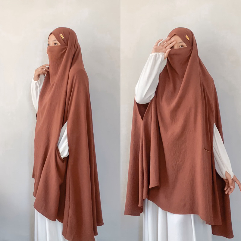 Frenchkhimar Handsplit Jumbo Lengan Bolong Free Cadar Tali