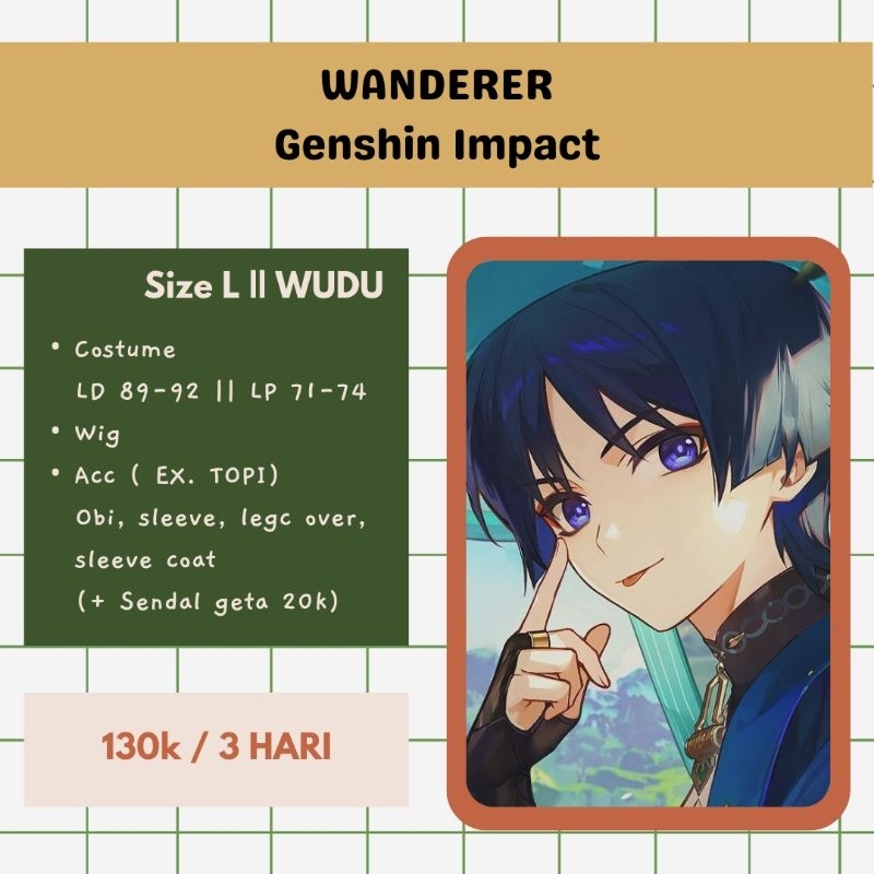 [ RENTAL ] Costume Cosplay Wanderer
