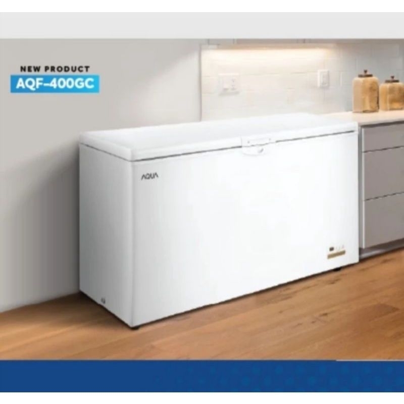 Freezer Box Aqua Japan AQF 400GC 400 liter kaca sliding ( Khusus Sidoarjo Surabaya Gersik Mojokerto 