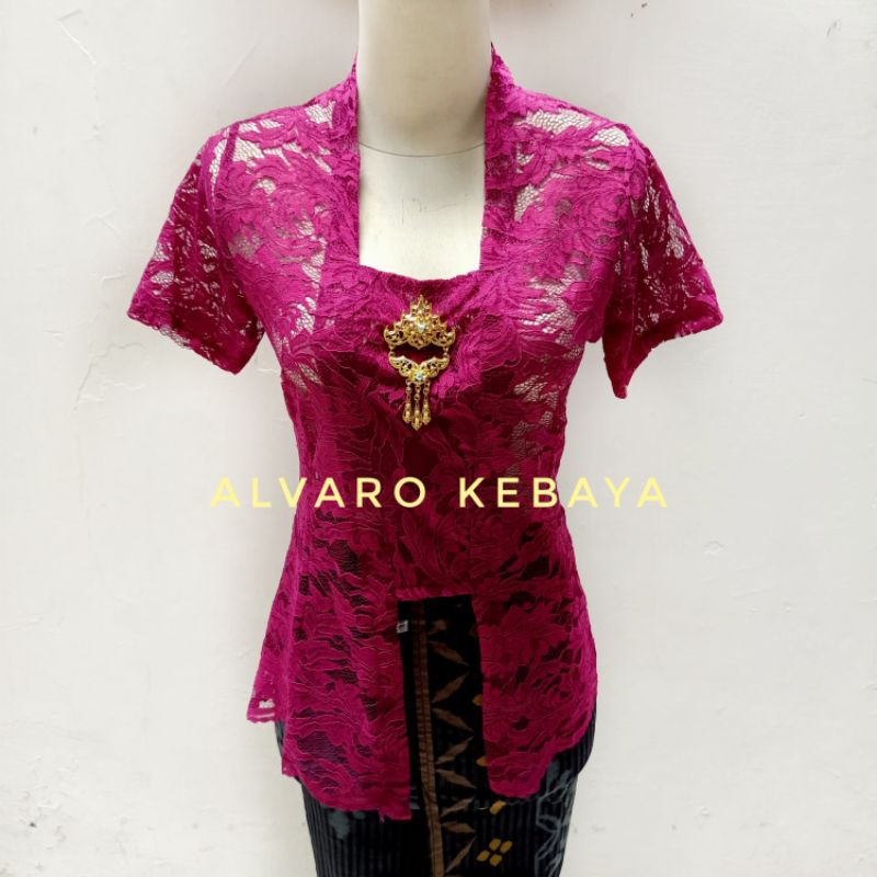 Atasan kebaya brokat strait lengan pendek ready stock kutubaru brukat melar broklat modern real pict