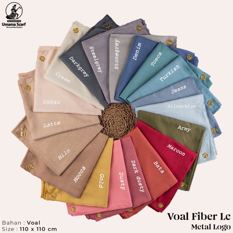 HIJAB SEGIEMPAT VOAL FIBER LC METAL LOGO UMAMA SCARF