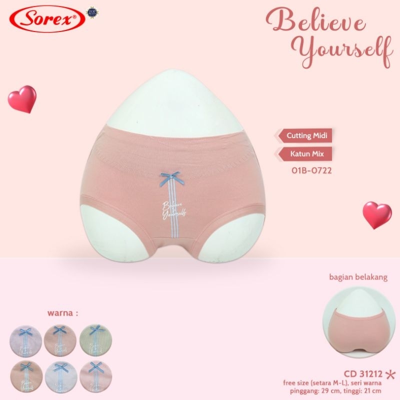 Sorex CD kode 31212 celana dalam wanita Believe yourself ukuran allsize setara M - L