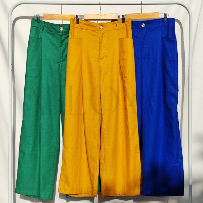 Rina Cotton Linen Kulot Big Size | Celana Panjang Wanita