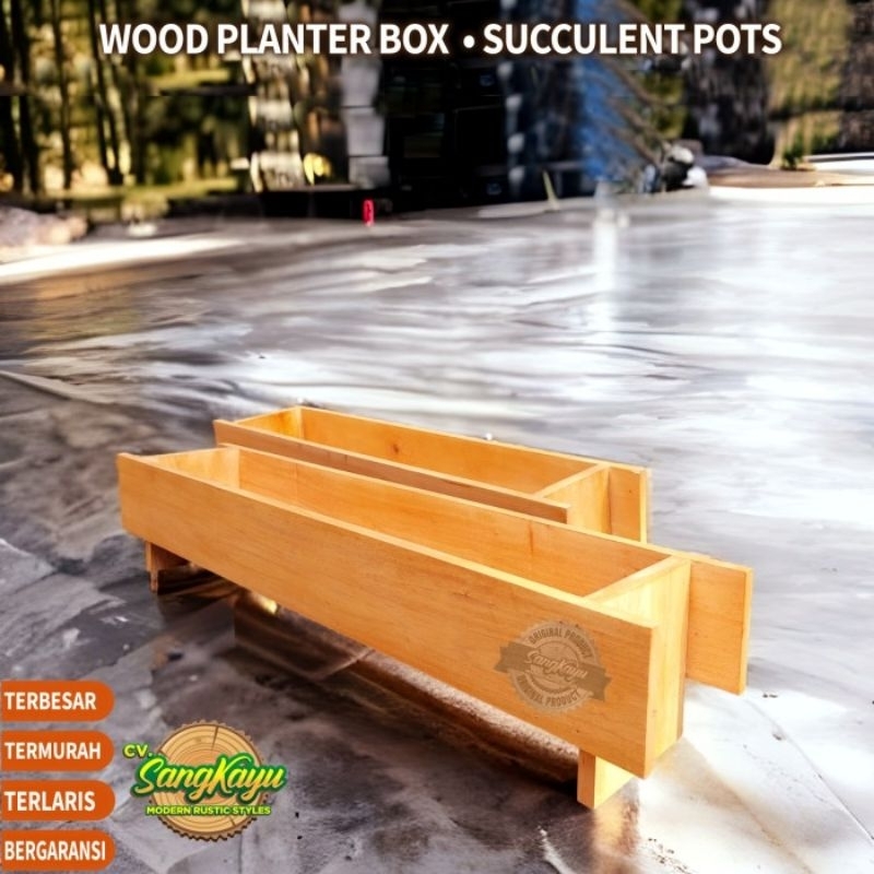 Wood succulent plant box flower pot bunga kotak rak tanaman hias kayu