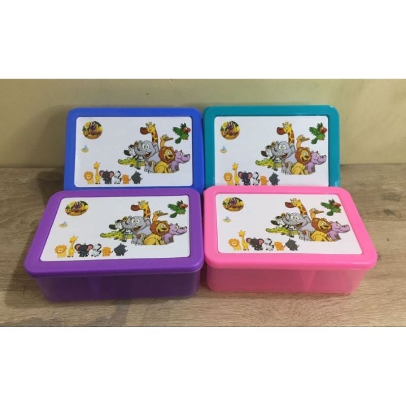 tempat makan/kotak makan/lunch box segi sekat 2 gambar jerapah