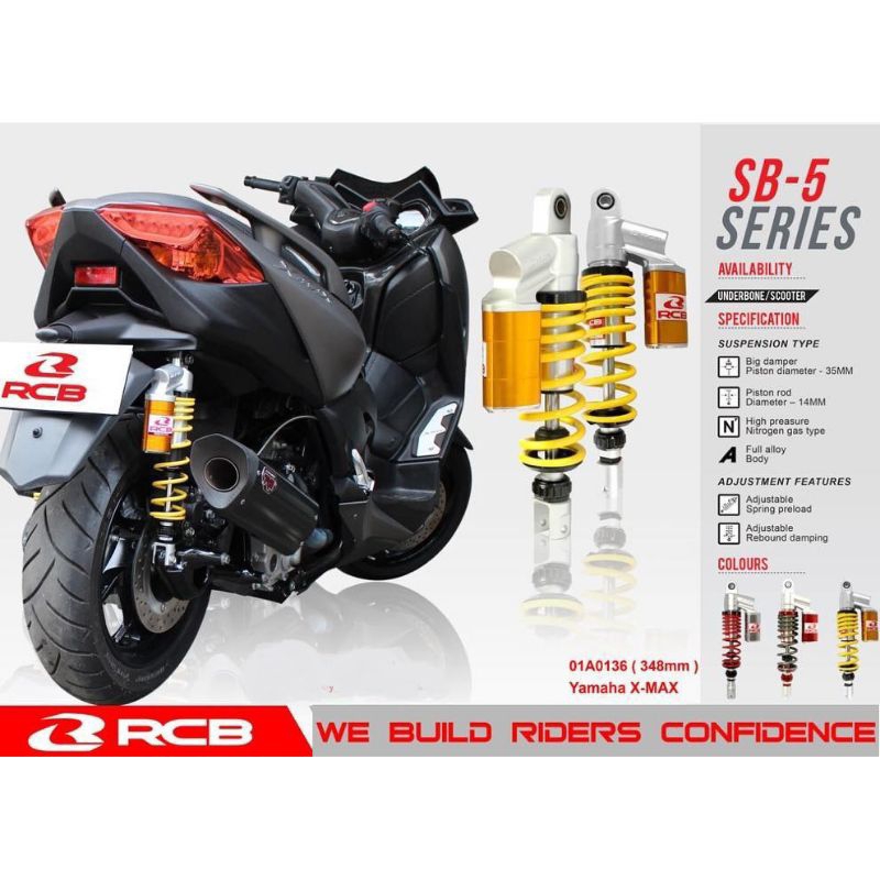 (RCB) RACING BOY SUSPENSION /SHOCK BREAKER/ ABSORBER SB-5 SERIES UNTUK MOTOR YAMAHA XMAX 250